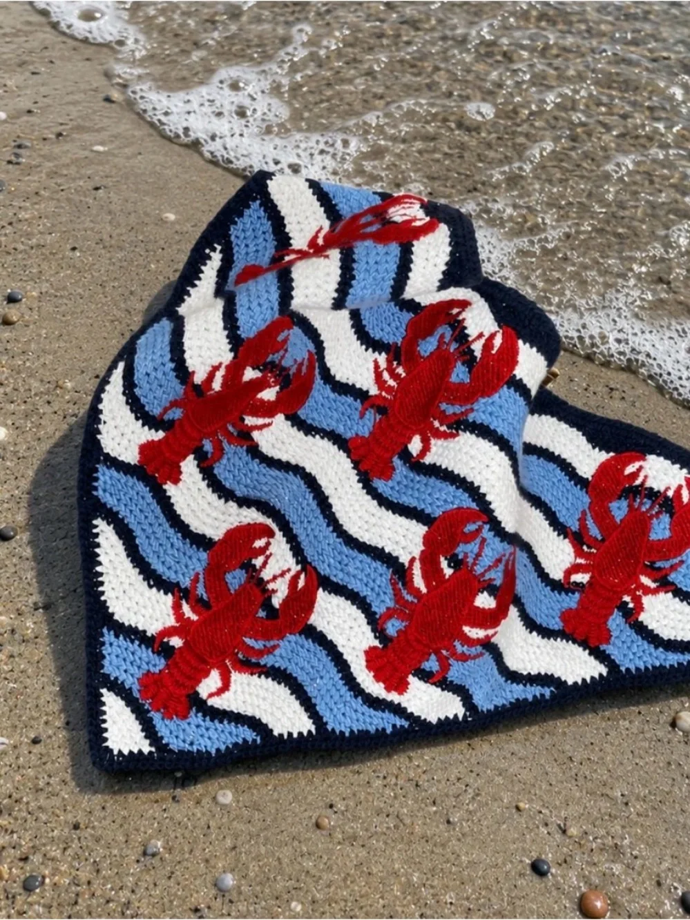 NWT ⚜️🦞⚜️ Piper K Lobster Knit Bandana Hair Scarf